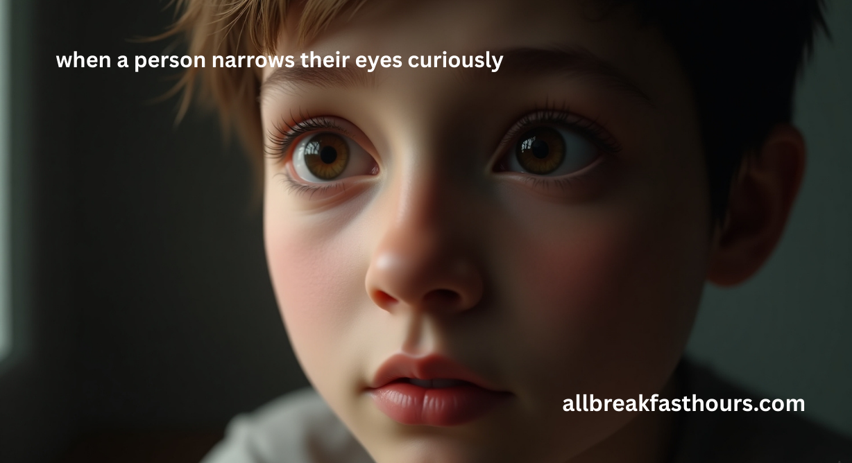 when a person narrows their eyes curiously